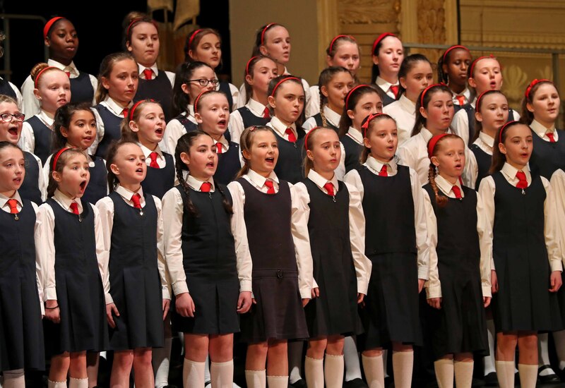 EEjob 26/04/2017
Echo News.
Kidz Zone.
Cork International Choral Festival 2017, National Competition for Schools, Primary School Choirs, at City Hall, Cork.
St. Vincent's Convent Primary School girls, performing on stage.
Picture: Jim Coughlan.